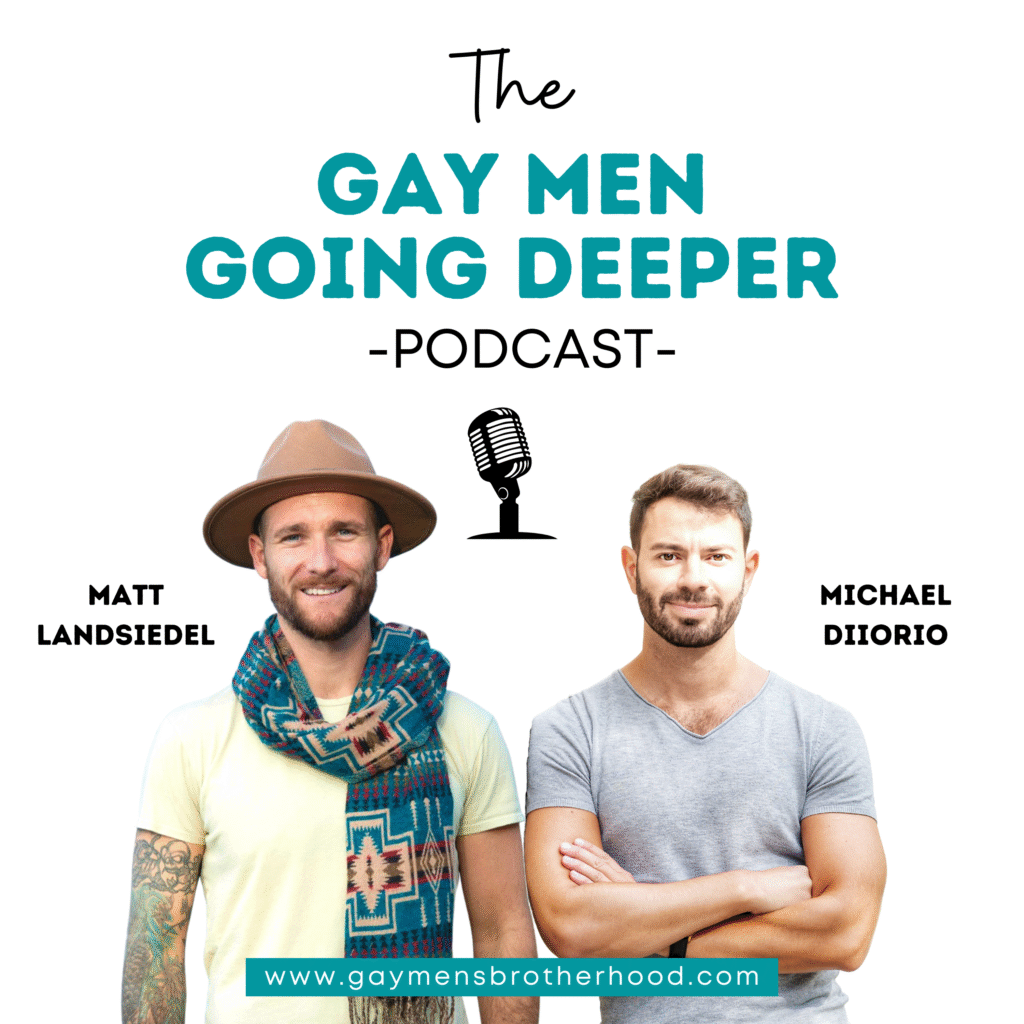 Gay Men Going Deeper podcast cover with hosts.